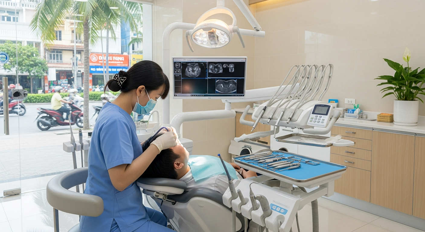 Nha khoa Google Maps Vietnam — dental clinic owner checking Google Maps ranking