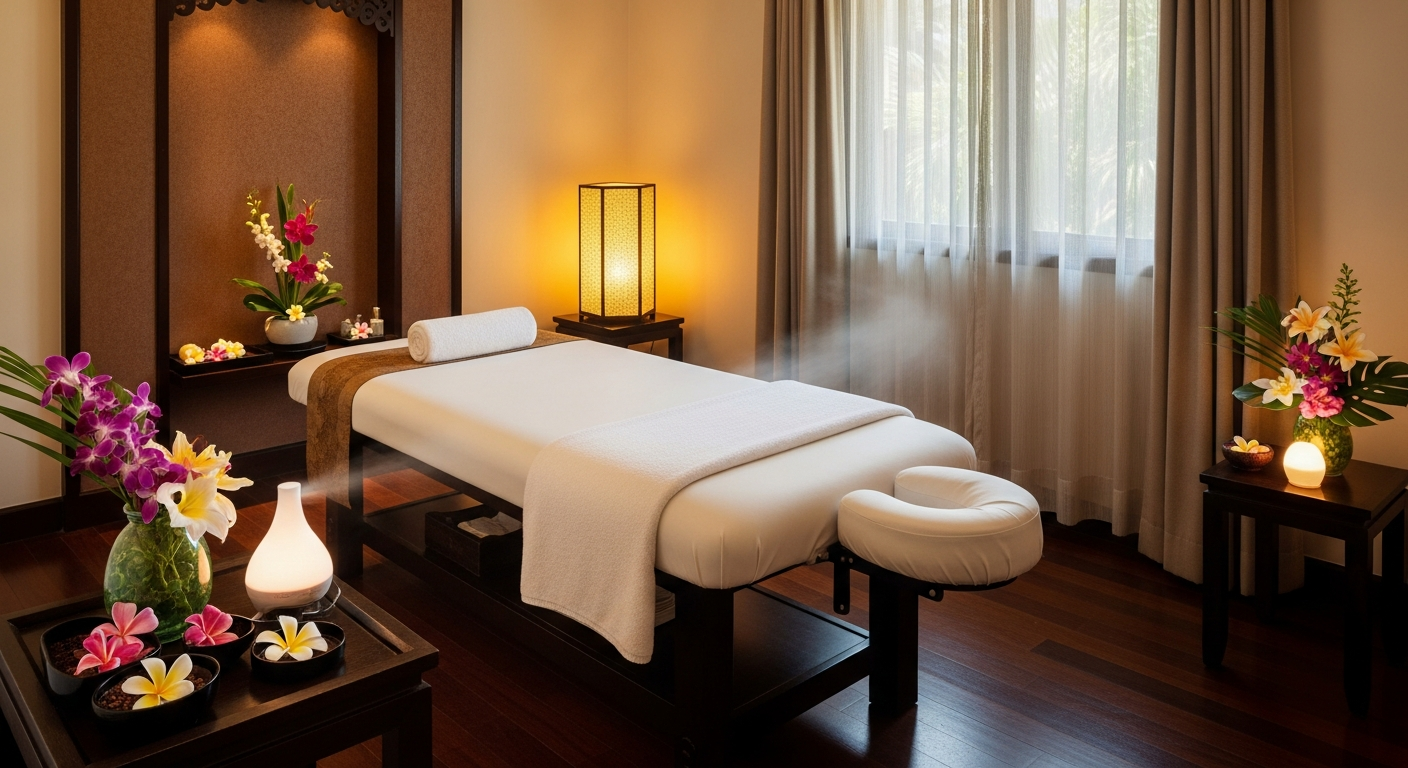 Massage therapist in Malaysia with Google Maps open on customer's phone