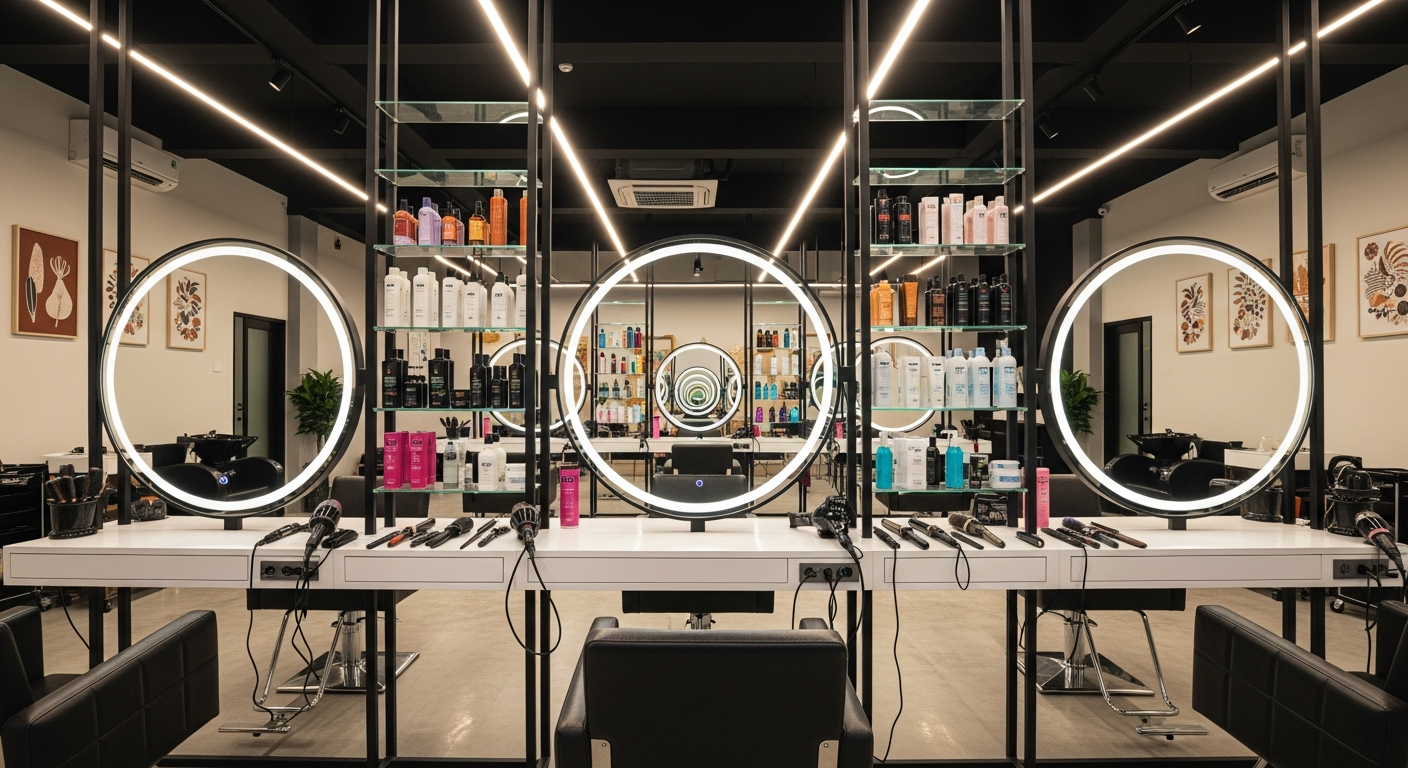 Pemilik salon kecantikan Indonesia mengecek Google Maps di ponsel
