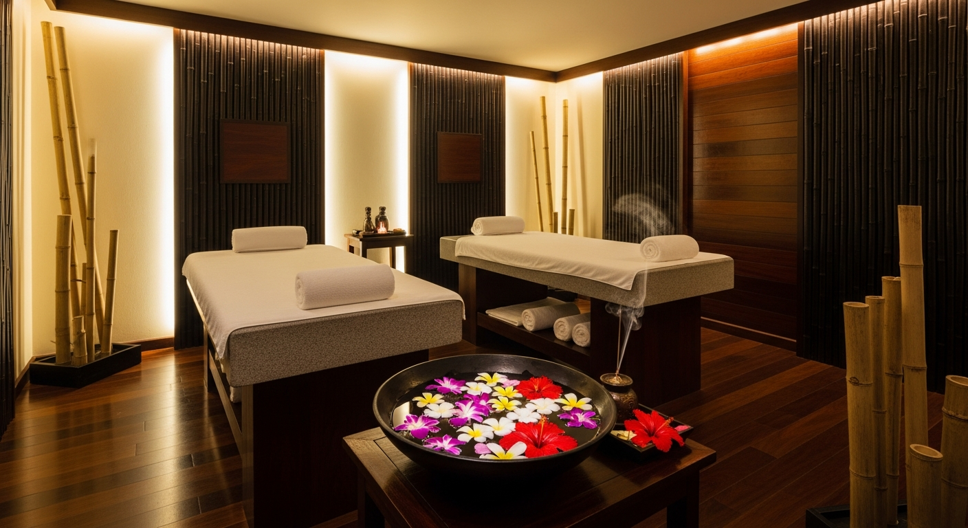 Spa reception in Malaysia with Google Maps open on customer's phone