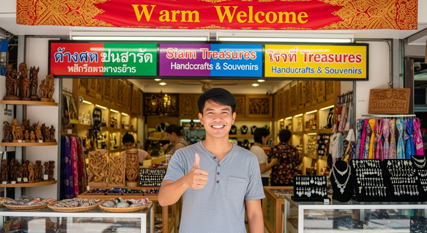 Thai small business owner receiving Google review notification on phone