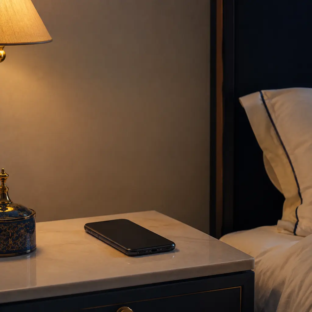A phone on a bedside table at night as a hard message is handed to the owner
